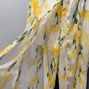 Floral Yellow and Green Wrap Pants